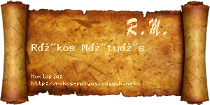 Rákos Mátyás névjegykártya